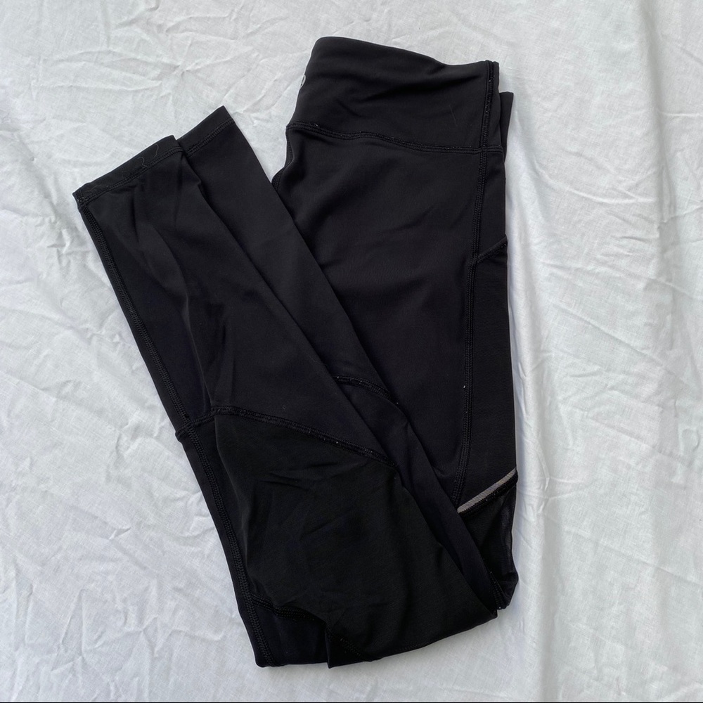 Black lululemon Leggings with Mesh Side Pocket